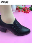 Niulatu Winter Women Boots Pu Leather Solid Color Mid Chunky Heel Ankle Boots Button Pumps Shoes Warm Ladies Short Booties DJSE