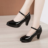 Niulatu Pointed Toe Office Lady Pumps Buckle Strap Platform High Heels Women Shoes Four Season Patent Leather Shoes DJSE