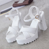 Niulatu Women Fish Mouth Platform High Heels Wedges Buckle Slope Sandals Women Shoes Woman Platform High Heels Sandals High Heels DJSE