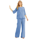 Niulatu Chiffon Mother of The Bride Dress Plus Size Pant Suits Ruffle HZ1007
