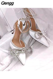 Niulatu color sandals women's new bow rhinestone high heels large size sandals stilettos shoes sandals women DJSE