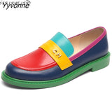 Niulatu Women Flats 2025 Genuine Leather Sneakers Round Toe Slip On Chunky Loafers Flats Platform Brogues Ladies Summer Gladiator Shoes DJSE