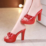 Niulatu Toe Black Block Heels Elegant Summer Shoes New Fashion Women Slippers Platform Shoes High Heels For Ladies Party DJSE