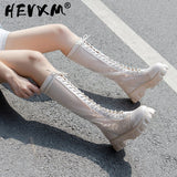 Niulatu Cool Boots Sandals Women 2025 New Hihg Heels Rome Mesh Breathable Lace Up Sandals Ladies Paltform Sandals Shoes Party DJSE