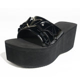 Niulatu Brand Goth Beach Punk Platform Women Slip On Sandals Shoes Strappy Wedges Open Toe Summer Black Slides Shoes Women DJSE