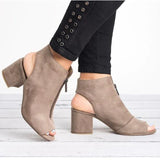 Niulatu Sandals Ladies Shoes Gladiator Casual Peep Toe Antiskid Bottom Zipper Med Thick Heels Wedding Sandalias Mujer 6299W DJSE