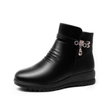 Niulatu New Women Boots Genuine Leather Wedge Heels Non-slip women's boots large size mother warm boots Famale Snow Boots DJSE