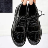 Niulatu Women Brogue Shoes Oxford Flats Autumn Spring Woman Full Black Office Ladies Female Derby Shoes DJSE