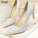 Niulatu Women pumps Sexy Pointed toe Luxury Metal high heels shoes woman Spring Summer Women party wedding shoes High heels Zapatos DJSE