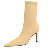 Niulatu Shoes Pu Leather Boots Women Ankle Boots Sexy High-heel Boots Autumn Winter Shoes Short Boots Plus Size 43 Women Heels DJSE