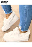 Niulatu Women 2025 New Women Winter Ankle Boots Suede Leather Snow Boots Plush Natural Fur Warm Slip-on Ladies Shoes Flats DJSE