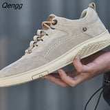 Niulatu Skin Leather Mens Casual Shoes Slip Resistent Rubber Luxury Man Leisure Leather Shoes For Male Canvas shoe DJSE