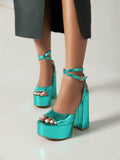 Niulatu For Women Summer Gold Bow Knot High Block Heel Fashion Sexy Luxury Brand New Shoes 2025 Trendy Ankle Strap DJSE