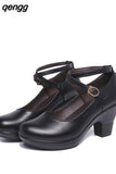 Niulatu Women Pumps With High Heels For Ladies Work Shoes Dancing Platform Pumps Women Genuine Leather Shoes Mary Janes DJSE
