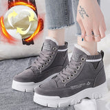 Niulatu Women Boots Platform Lace Up New Winter Boots Woman Warm Plush Shoes Fashion Ankle Boots Ladies Casual Shoes Snow Boots Female DJSE