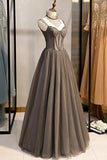 Niulatu Tulle Long Banquet Party Dress Sweetheart A Line Custom Size Prom Dress HZ0113
