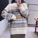 Sweater Women 2025 New Autumn And Winter Easier Vintage Cuffed Lazy Korean Edition Long-Sleeved Knitted Jacket HZ0108