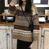 Sweater Women 2025 New Autumn And Winter Easier Vintage Cuffed Lazy Korean Edition Long-Sleeved Knitted Jacket HZ0108