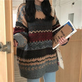 Sweater Women 2025 New Autumn And Winter Easier Vintage Cuffed Lazy Korean Edition Long-Sleeved Knitted Jacket HZ0108