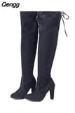 Niulatu Women Boot Fashion Suede Women Over The Knee Boot Lace Up Sexy High Heels Shoes Woman Slim Thigh High boot Women fr5 DJSE