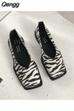 Niulatu Ladies Female Footwear Square Toe Women's Moccasins Autumn Casual Sneaker Shallow Mouth Soft 2025 Retro Dress Fall DJSE