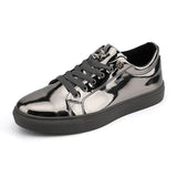 Niulatu Casual Men's Shoes Blue Mirror Glitter Sneakers Men Flat Streetwear Hip Hop Men Luxury Designer Shoes chaussure homme DJSE