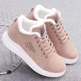 Niulatu Ladies Vulcanized Shoes Plus Fleece Thickened White Thick Sole Sneakers Furry Women's Shoes Short Boots Plush DJSE