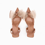 Niulatu Summer Bow High Heels For Women Fashion Pointed Toe Heeled Slingback Pumps Female Elegant Wedding Stiletto Shoes DJSE