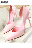 Niulatu Pumps Thin Heels Solid Women Pumps Sexy 10.5cm High Heels Pointed Toe Wedding Shoes Female DJSE