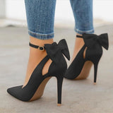 Niulatu Bow Pumps Women High Heels Pointed Toe Stiletto Pumps Sexy Party Woman Black Wedding Shoes Zapatos Mujer Dropshipping DJSE