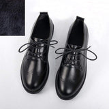 Niulatu Women Brogue Shoes Oxford Flats Autumn Spring Woman Full Black Office Ladies Female Derby Shoes DJSE