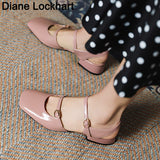 Niulatu Flats Vintage Square Toe Buckle Band Women Casual Loafers Flat Shoes Woman Ballerina Slip On Shallow Solid Moccasins DJSE