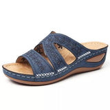 Niulatu Women Summer Orthopedic Sandals Women Car Line Slides Open Toe Sandals Breathable Leather Casual Female Platform Retro Shoe DJSE
