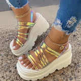 Niulatu Women Sandals 2025 Fashion Platform Gladiator Female Shoes High Heel Laides Thin Strap Footwear Sandalias Mujer DJSE