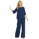Niulatu Chiffon Mother of The Bride Dress Plus Size Pant Suits Ruffle HZ1007