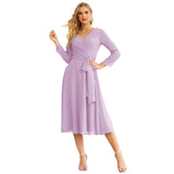 Niulatu Chiffon Bridesmaid Dress V-Back Waist Belt Formal Prom Gown Mother of The Bride Wedding HZ1007