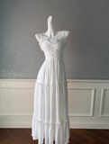 Niulatu White Satin Sweetheart A Line Prom Dress Spaghetti Straps Evening Dress HZ1007