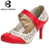 Niulatu Arrival Hot Retro Fretwork Mary Janes Fashion Thin High Heels Pumps Women Sweet Shallow Date Shoes Woman DJSE