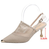 Niulatu Breathable Mesh Pumps Women 2025 Summer Pointed Toe High Heels Shoes Woman Slingbacks Thin Heeled Sandals Mujer DJSE