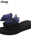 Niulatu Women Sandals Summer Platform Wedge Beach Indoor Slippers Rhinestone Butterfly Flip Flops Shoes Female Elegant Slides Plus Size DJSE