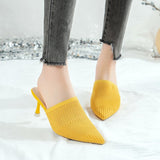 Niulatu Breathable High heels Mules slippers women 2025 summer shoes women Pointed Toe Thin Heels Fashion Party ladies shoes DJSE