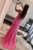 Pretty Mermaid Strapless Corset Lace Prom Dress with Slit HZ1214