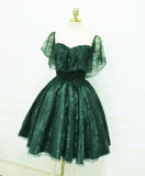 Niulatu Lace Green Off Shoulder Knee Length Party Dress, Homecoming Dress HZ0113