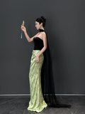 Niulatu Strapless Satin Mermaid Prom Dress Long Evening Dress HZ1007