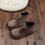 Niulatu Short Boots Japanese Thick-Sole Students Doll Shoes Mori Round Head Lace-Up Ankle Boots College Wind Womens Boots DJSE