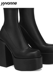Niulatu Women's Shoes Fashion Ankle Boots High Platform Shaped High Heel Boots Chunky Heels Zipper Platform Shoes Women's Boots DJSE