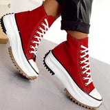 Niulatu Women Platform Canvas Sneakers Lace-Up High Top Female Casual Shoes Fashion Zebra Pattern Lace Up Lady Sports Boots DJSE