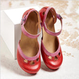 Niulatu Cute Mary Janes Pumps Women Cutout Rome Round Toe Casual Office Comfy Summer High Heels Shoes Chunky Heels Pumps DJSE