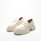 Niulatu Fashion Loafers Shoes For Women 2025 Spring New Designed British Style Cowhide Solid Color Platform Thicken Heel Shoes DJSE