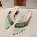Niulatu Women Yellow Green Beige Pumps Sandals For Ladies Sexy Mules High Heels Slip-on Slippers Slides Shoes New 2025 DJSE